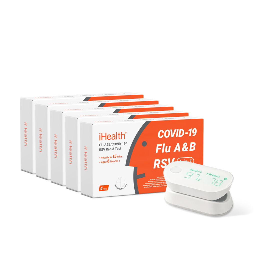 4-in-1 Family Pack (20 Tests) and Pulse Oximeter Bundle