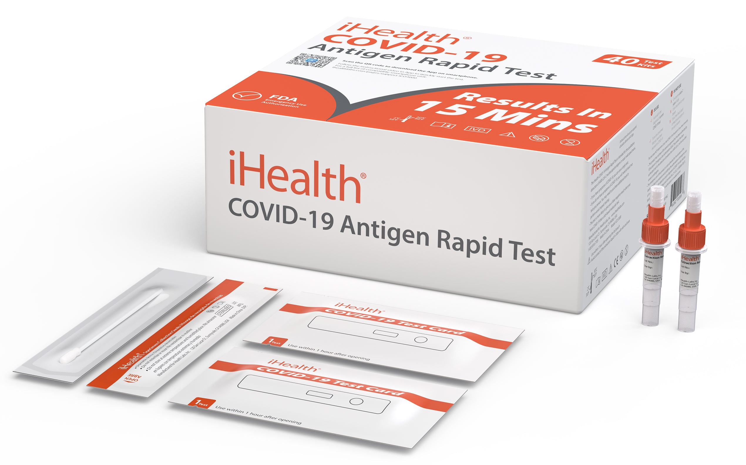 iHealth COVID-19 Antigen Rapid Test, 1 Pack, 5 Tests Total, FDA EUA  Authorized OTC at-Home Self Test, Results in 15 Minutes with Non-invasive  Nasal